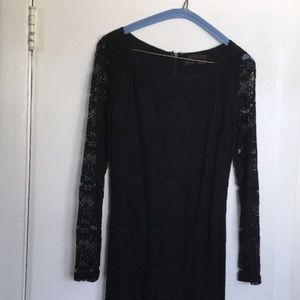 Black lace long sleeve cocktail dress